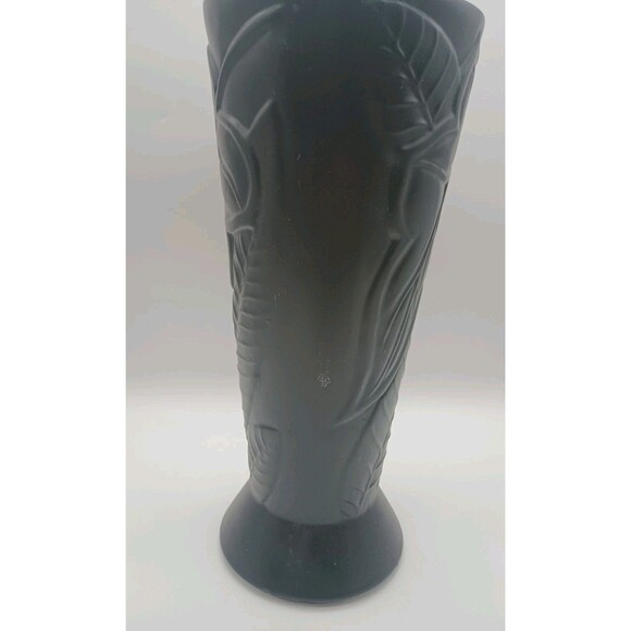 Vintage Hull Art Pottery Vase 292-F Matte Black Tropical Floral Art Deco 12.25"H - Picture 2 of 7